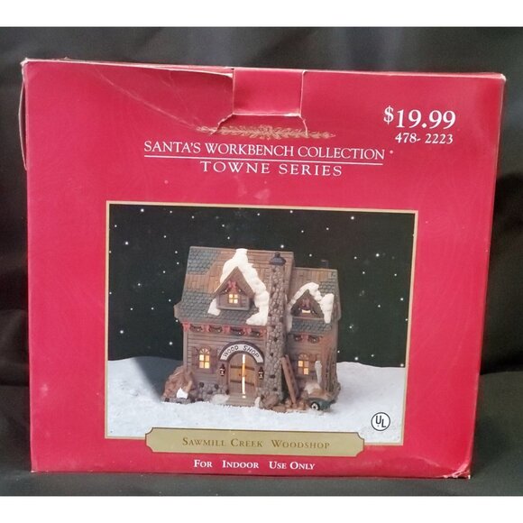 Santa Workbench SAWMILL CREEK WOODSHOP Christmas Village mill building REPAIRED - Picture 12 of 13